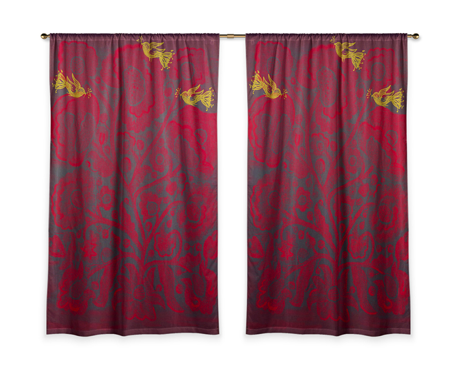 Curtains the ethno modern collection “Red magic”